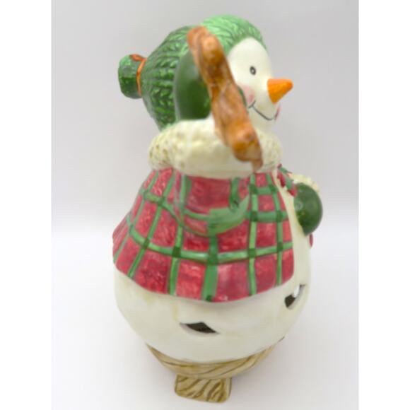 BICO Snowman Tealight Candle Holder Ceramic Christmas Gingerbread Holiday Decor - Picture 6 of 10